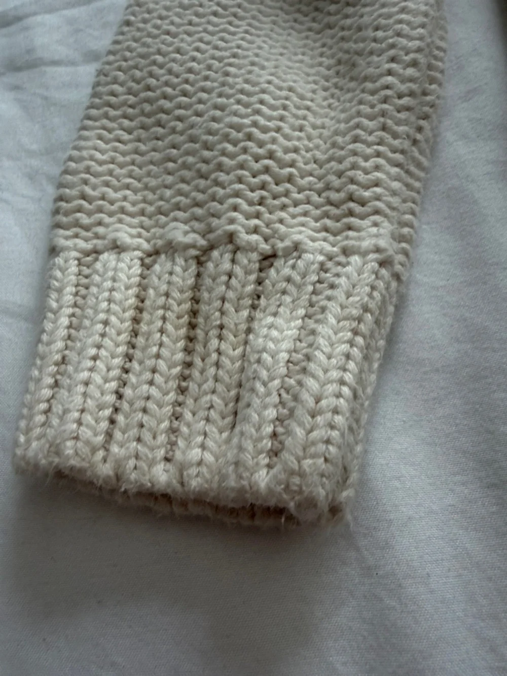 GAP Cream Knit Sweater with Pink and Gray Stripe Yoke - Picture 5 of 7